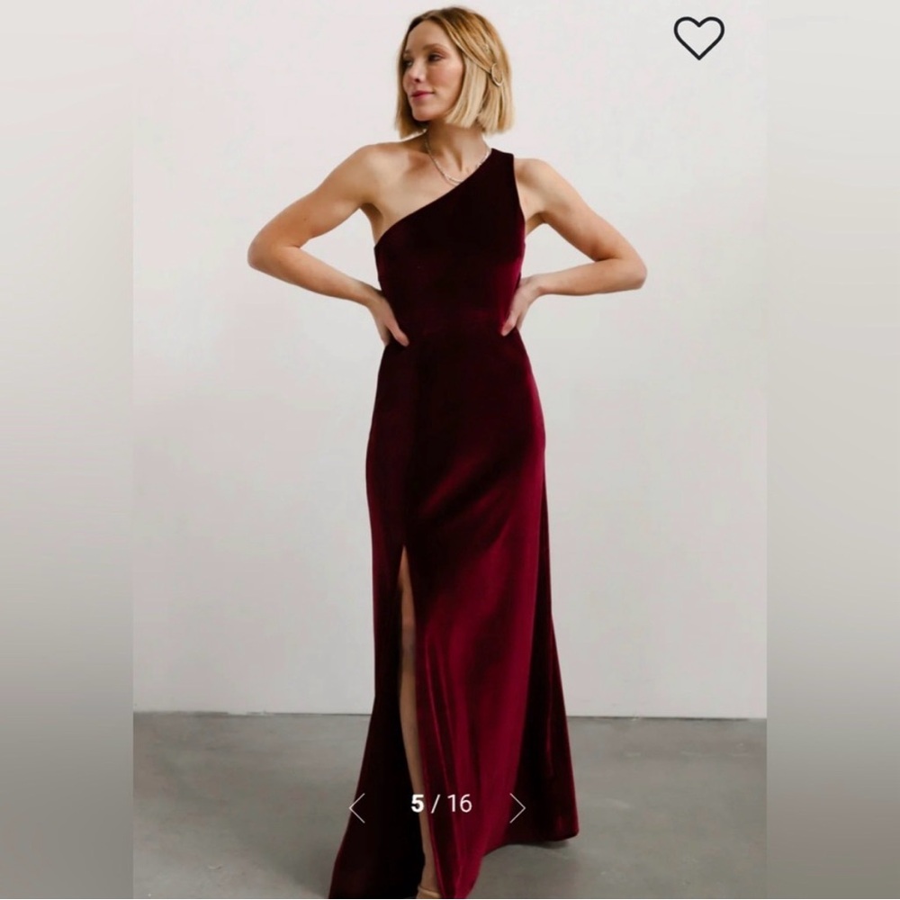 Baltic Born Tatiana Velvet One-Shoulder Maxi Dress Merlot Size S